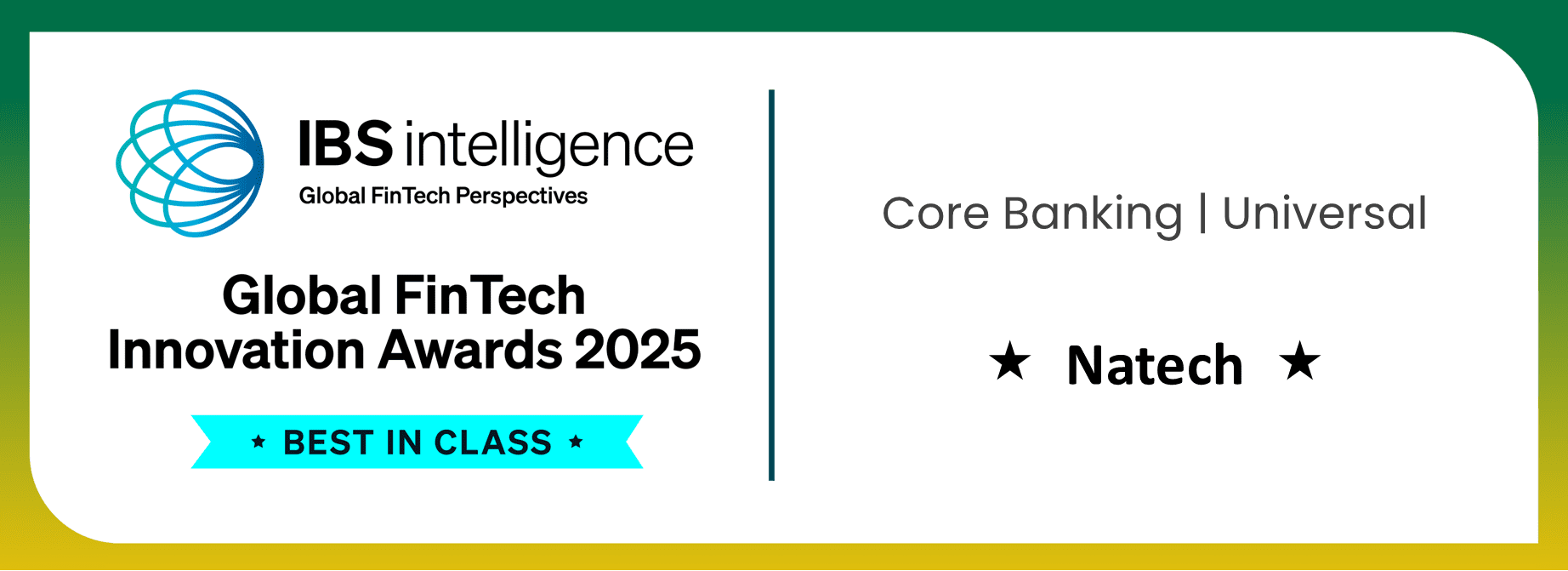 Natech news: Natech Wins IBSi Global FinTech Innovation Award for Best-in-Class Core Banking Platform