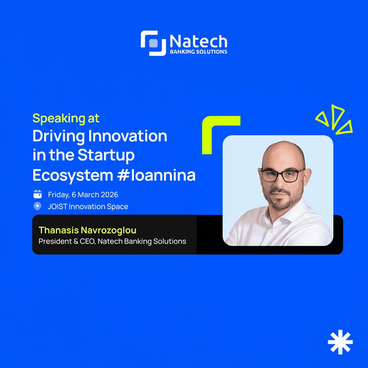 Natech events: Natech CEO to Speak at the Opening Event of the Piraeus Startup Accelerator Ioannina